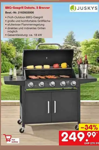 Netto Marken-Discount Juskys Bbq Gasgrill Dakota, 5 Brenner Angebot