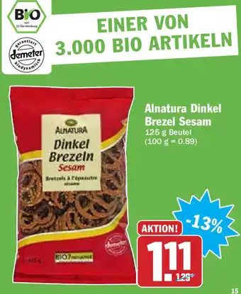 Hit Alnatura Dinkel Brezel Sesam 125g Angebot