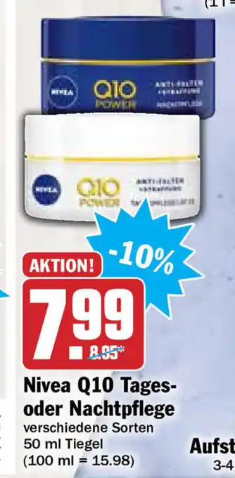 Hit Nivea Q10 Tages oder Nachtpflege 50ml Angebot