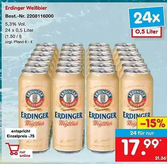 Netto Marken-Discount Erdinger Weißbier Angebot