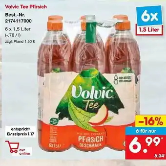 Netto Marken-Discount Volvic Tee Pfirsich Angebot