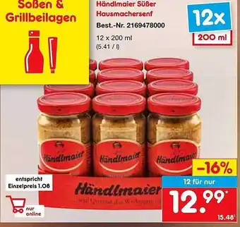 Netto Marken-Discount Händlmaier Süßer Hausmachersenf Angebot