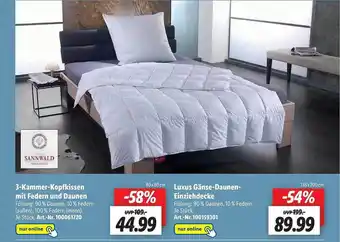 Lidl 3-kammer-kopfkissen Mit Federn Und Daunen Luxus Gänse-daunen-einziehdecke Angebot