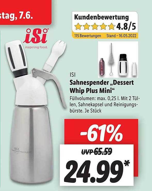 Isi Sahnespender „dessert Whip Plus Mini” Angebot bei Lidl