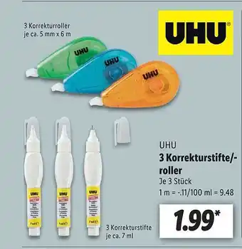 Lidl Uhu 3 Korrekturstifte -roller Angebot