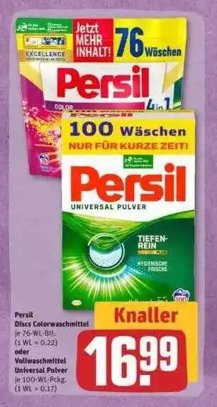 REWE Persil Discs Colorwaschmittel Oder Vollwaschmittel Universal Pulver Angebot