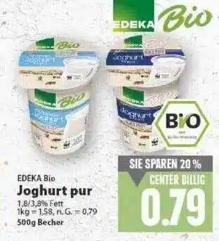 E-Center Edeka Bio Joghurt Pur Angebot