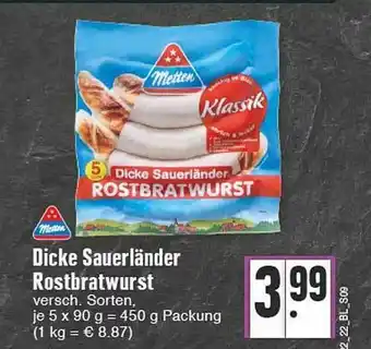 Edeka Metten Dicke Sauerländer Rostbratwurst Angebot