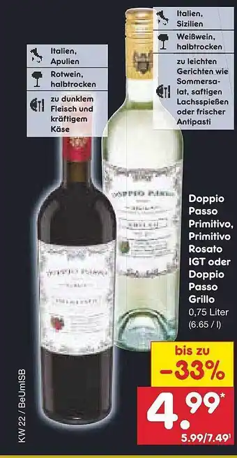 Netto Marken-Discount Doppio Passo Primitivo Primitivo Rosato Igt Oder Doppio Passo Grillo Angebot