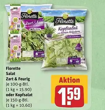 REWE Florette Salat Zart & Feurig Oder Kopfsalat Angebot