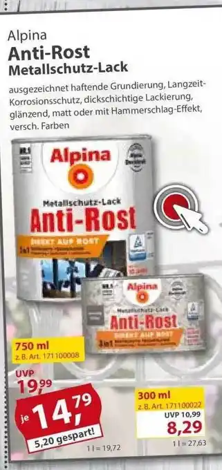 Sonderpreis Baumarkt Alpina Anti-rost Metallschutz-lack Angebot