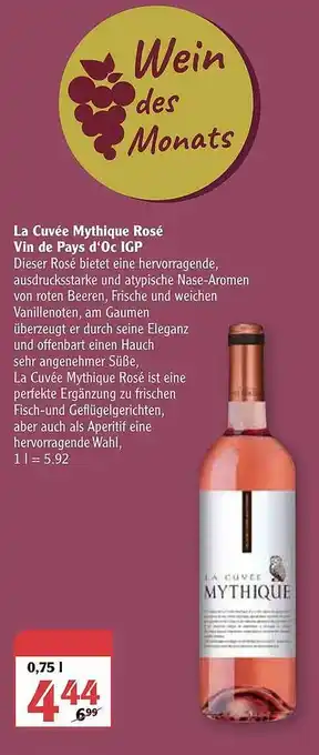 Globus La Cuvée Mythique Rosé Vin De Pays D'oc Igp Angebot