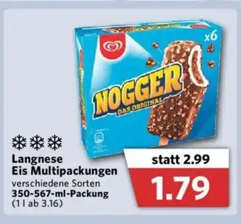 Combi Langnese Eis Multipackungen 350-567ml Angebot