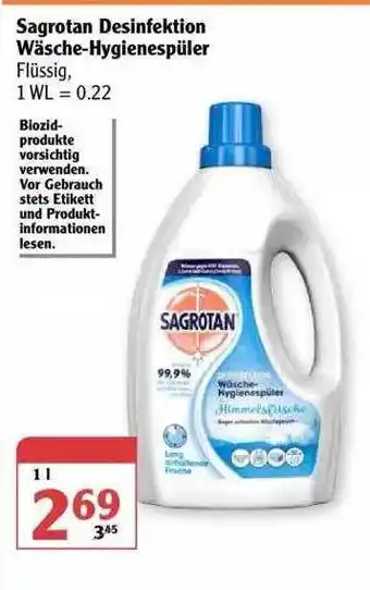 Globus Sagrotan Desinfektion Wäsche-hygienespüler Angebot