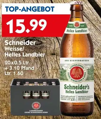 Hol'ab Getränkemarkt Schneider Weisse/Helles Landbier 20x0,5 Ltr. Angebot