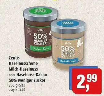 Markant Markt Zentis Haselnusscreme Milch-haselnuss Oder Haselnuss Kakao 50% Weniger Zucker Angebot