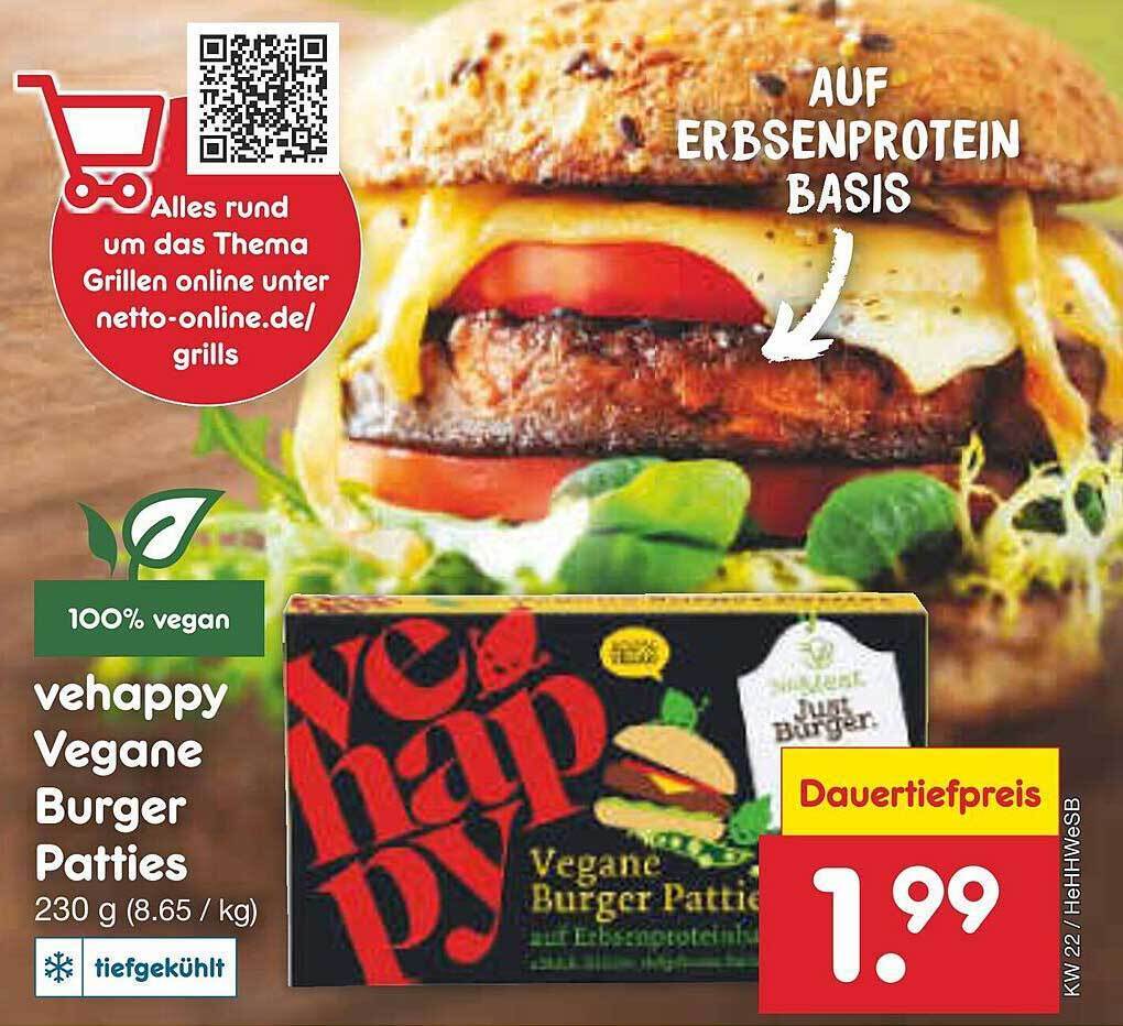 Vehappy Vegane Burger Patties Angebot bei Netto MarkenDiscount
