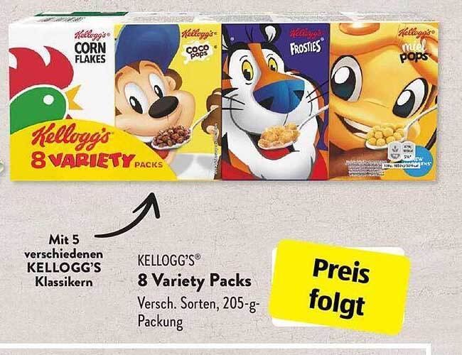 Kellogg's 8 Variety Packs Angebot bei Aldi Süd