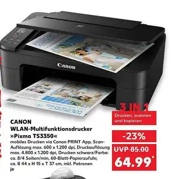 Kaufland Canon Wlan-multifunktionsdrucker „pixma Ts3350“ Angebot