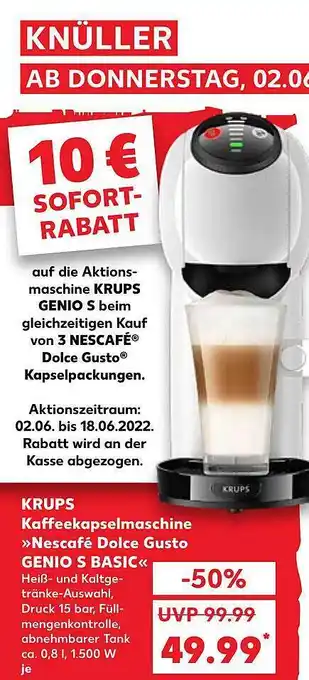 Kaufland Krups Kaffeekapselmaschine „nescafé Dolce Gusto Genio S Basic“ Angebot