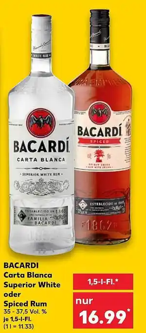 Kaufland Bacardi Carta Blanca Superior White Oder Spiced Rum Angebot