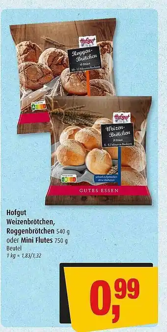 Markant Markt Hofgut Weizenbrötchen Roggenbrötchen Oder Mini Flutes Beutel Angebot