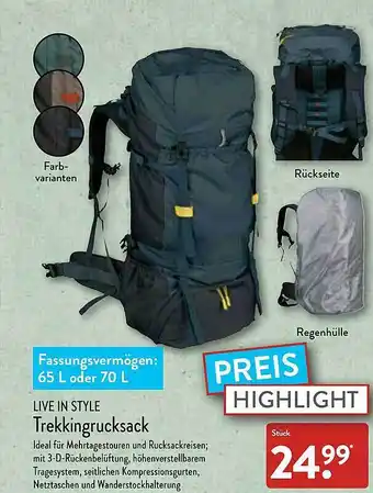 Aldi Nord Live In Style Trekkingrucksack Angebot