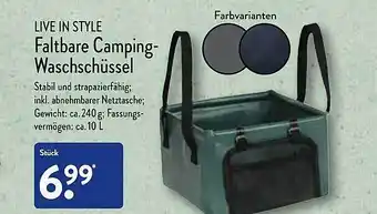 Aldi Nord Live In Style Faltbare Camping-waschschüssel Angebot