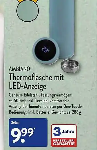 Aldi Nord Ambiano Thermoflasche Mit Led-anzeige Angebot