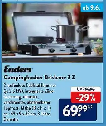 Aldi Nord Enders Campingkocher Brisbane 2 Z Angebot