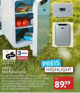 Aldi Nord Ambiano Mini-kühlschrank Angebot