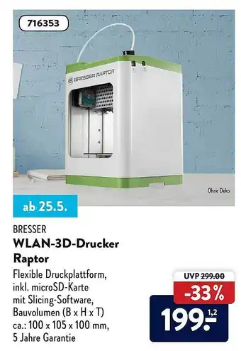 Aldi Nord Bresser Wlan-3d-drucker Raptor Angebot