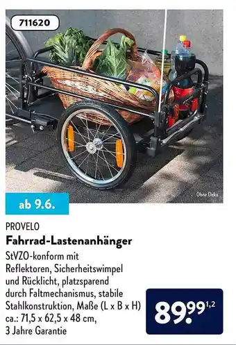 Aldi Nord Provelo Fahrrad-lastenanhänger Angebot