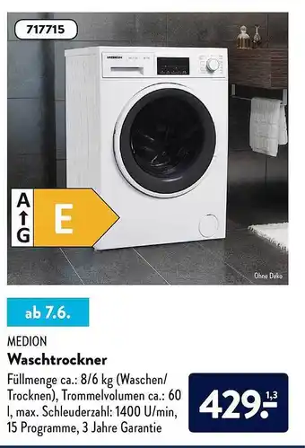 Aldi Nord Medion Waschtrockner Angebot