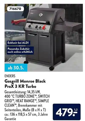 Aldi Nord Enders Gasgrill Monroe Black Prox 3 Kr Turbo Angebot