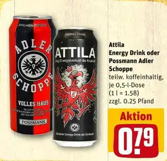 REWE Attila oder adler schoppe energy drink oder possmann Angebot