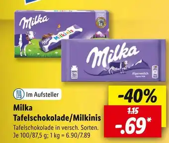 Lidl Milka tafelschokolade/milkinis Angebot