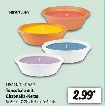 Lidl Livarno home tonschale mit citronella-kerze Angebot