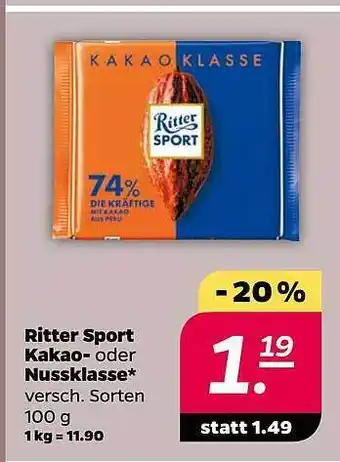 NETTO Ritter Sport Kakao Oder Nussklasse Angebot