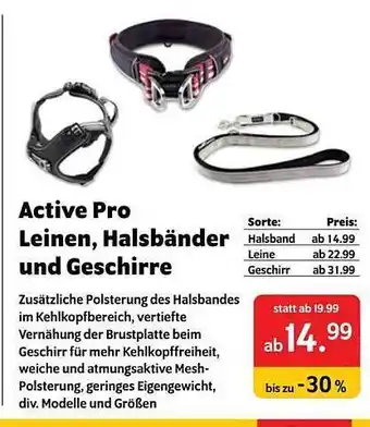 Das Futterhaus Active Pro Leinen, Halsbänder Und Geschirre Angebot