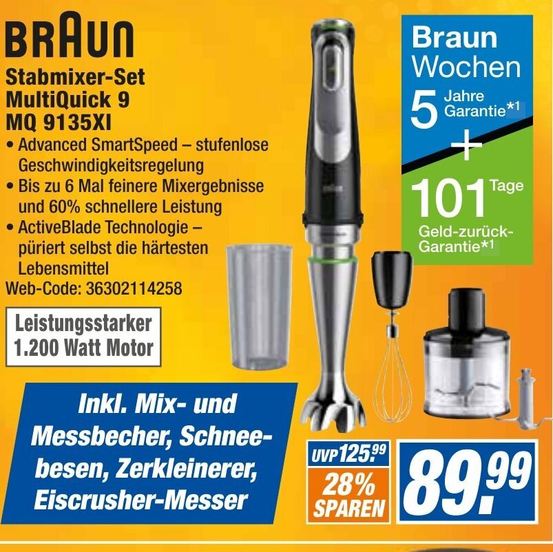 Braun Stabmixer Set MultiQuick 9 MQ 9135XI Angebot bei expert Octomedia