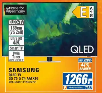 expert Octomedia Samsung QLED TV GQ 75 Q 74 AATXZG Angebot