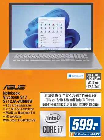 expert Octomedia Asus Notebook VivoBook S17 S712JA-AU680W Angebot