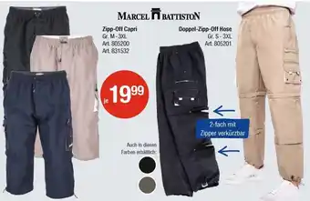 AWG Mode Marcel Battiston Zipp Off Capri Gr. M-3XL oder Doppel Zipp Off Hose Gr. S-3XL Angebot