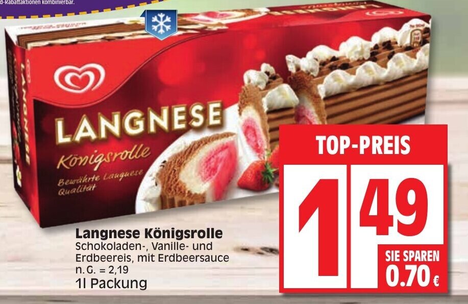 Langnese Königsrolle 1L Packung Angebot bei Edeka