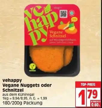 Edeka vehappy Vegane Nuggets oder Schnitzel 180/200g Packung Angebot