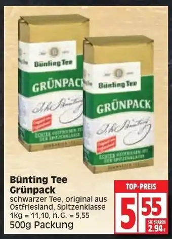 Edeka Bünting Tee Grünpack 500g Packung Angebot