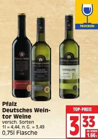 Edeka Pfalz Deutsches Weintor Weine 0,75L Flasche Angebot