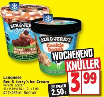 Edeka Langnese Ben & Jerry's Ice Cream 427/465ml Becher Angebot