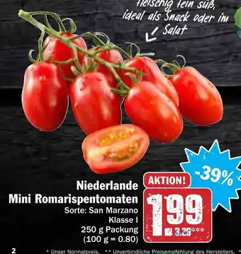 AEZ Niederlande Mini Romarispentomaten 250 g Angebot